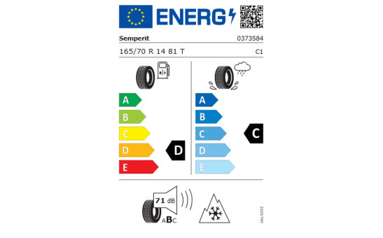 Koło zimowe up! Corvara 14" z oponą Semperit, prawe