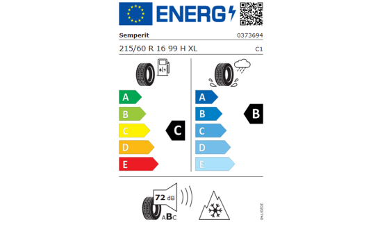 Koło zimowe VW Passat B9 z oponą Semperit, R16, lewe